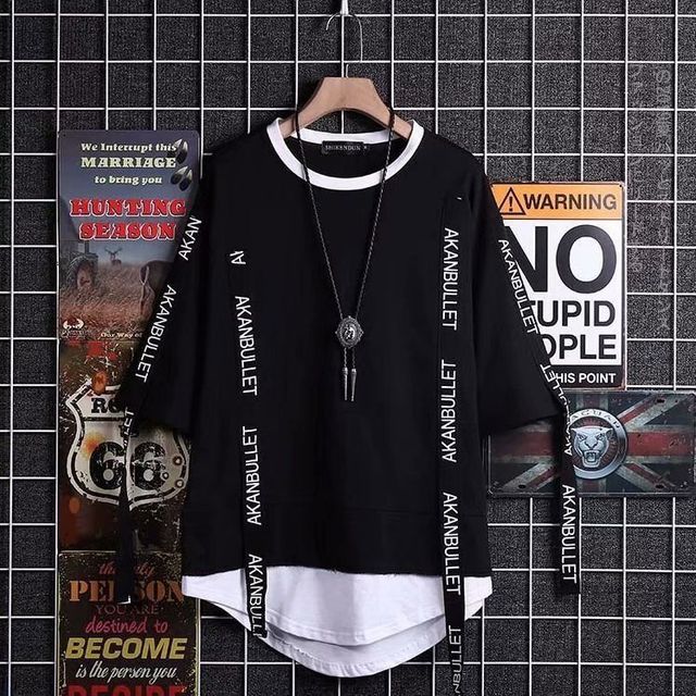 Men`s Street Style Lace Punk Gothic Pullover Designer Steampunk Hem Hip Hop Sweatshirts Shirts Tees