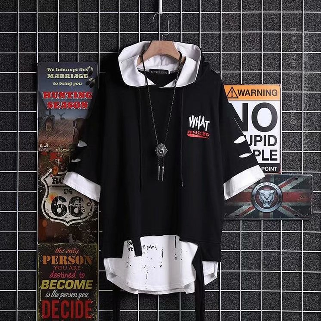Men`s Street Style Lace Punk Gothic Pullover Designer Steampunk Hem Hip Hop Sweatshirts Shirts Tees