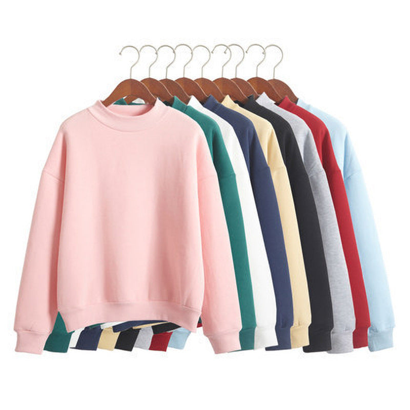 Woman Sweatshirts 2021 Sweet Korean O-neck Knitted Pullovers Thick Autumn Winter Candy Color Loose Hoodies Solid Womens Clothing