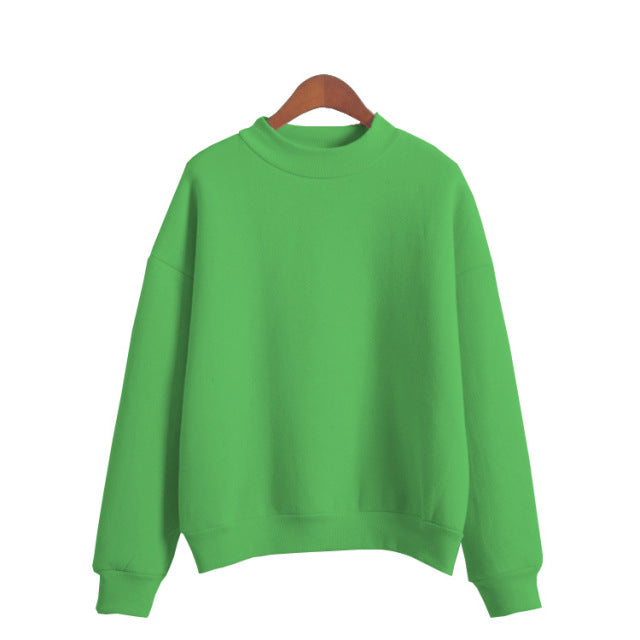 Woman Sweatshirts 2021 Sweet Korean O-neck Knitted Pullovers Thick Autumn Winter Candy Color Loose Hoodies Solid Womens Clothing