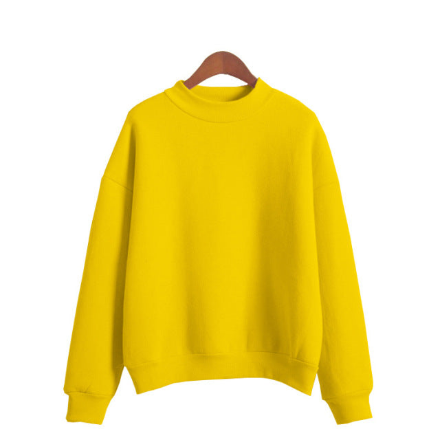 Woman Sweatshirts 2021 Sweet Korean O-neck Knitted Pullovers Thick Autumn Winter Candy Color Loose Hoodies Solid Womens Clothing