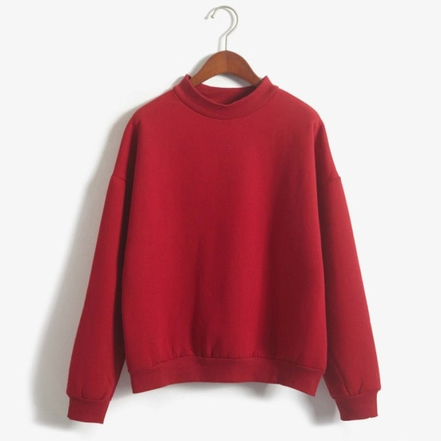 Woman Sweatshirts 2021 Sweet Korean O-neck Knitted Pullovers Thick Autumn Winter Candy Color Loose Hoodies Solid Womens Clothing