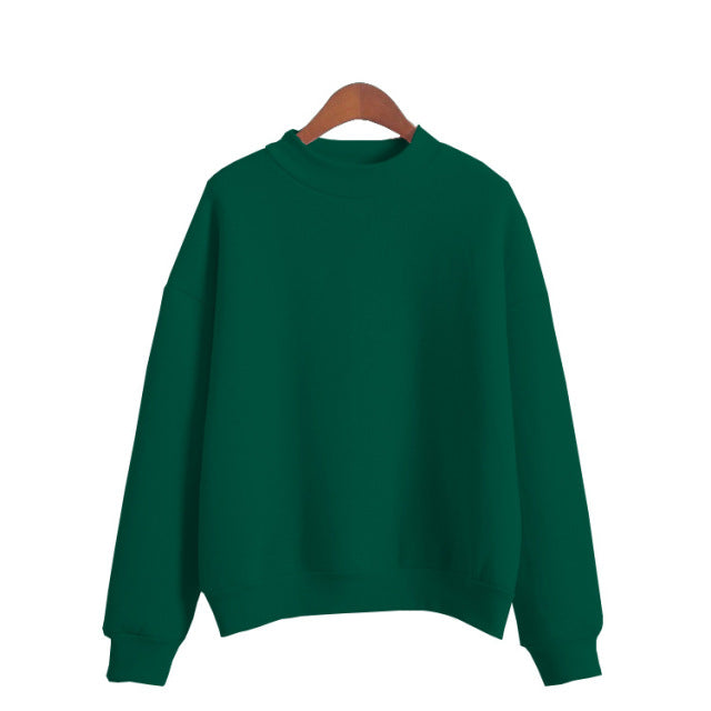 Woman Sweatshirts 2021 Sweet Korean O-neck Knitted Pullovers Thick Autumn Winter Candy Color Loose Hoodies Solid Womens Clothing