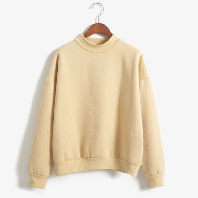 Woman Sweatshirts 2021 Sweet Korean O-neck Knitted Pullovers Thick Autumn Winter Candy Color Loose Hoodies Solid Womens Clothing