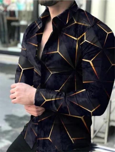Printed Hawaii Casual Shirts 2021 Brand Streetwear Men's Long Sleeve Dress Shirt