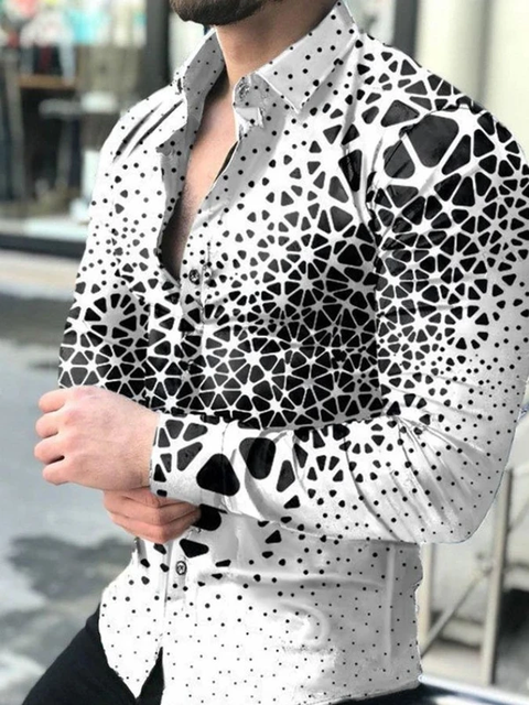 Printed Hawaii Casual Shirts 2021 Brand Streetwear Men's Long Sleeve Dress Shirt