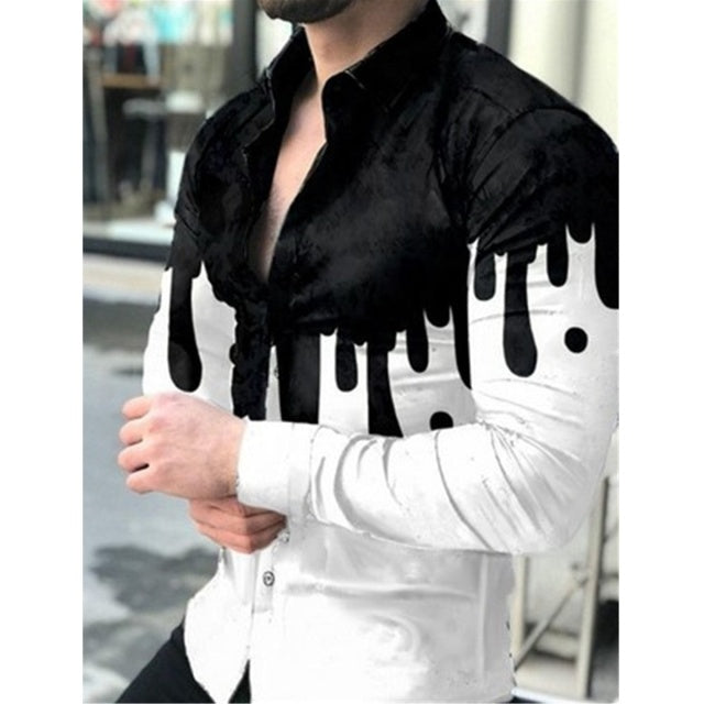 Printed Hawaii Casual Shirts 2021 Brand Streetwear Men's Long Sleeve Dress Shirt