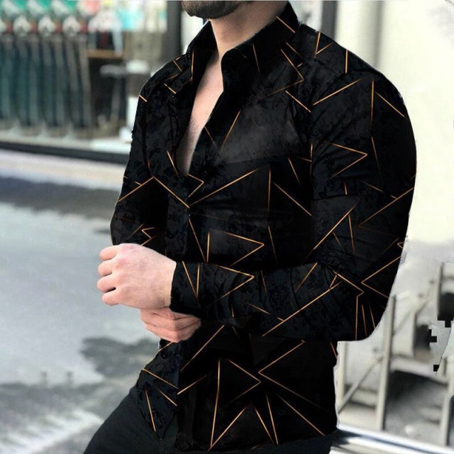 Printed Hawaii Casual Shirts 2021 Brand Streetwear Men's Long Sleeve Dress Shirt