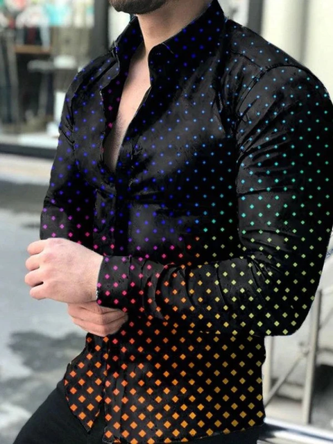 Printed Hawaii Casual Shirts 2021 Brand Streetwear Men's Long Sleeve Dress Shirt