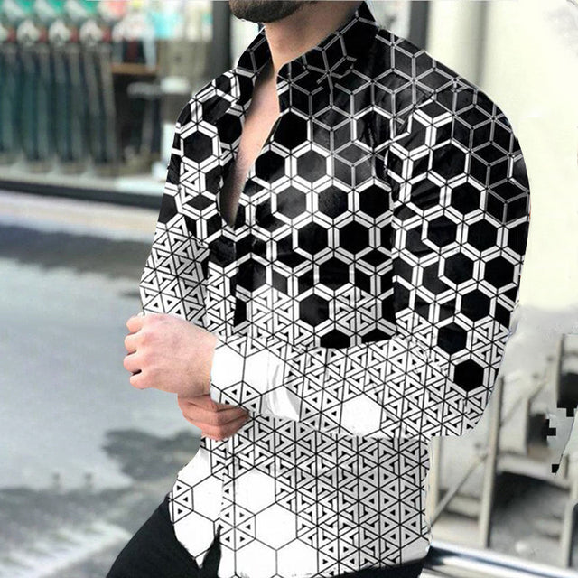 Printed Hawaii Casual Shirts 2021 Brand Streetwear Men's Long Sleeve Dress Shirt