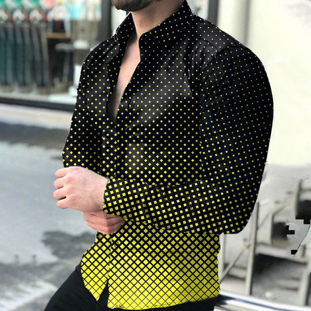 Printed Hawaii Casual Shirts 2021 Brand Streetwear Men's Long Sleeve Dress Shirt
