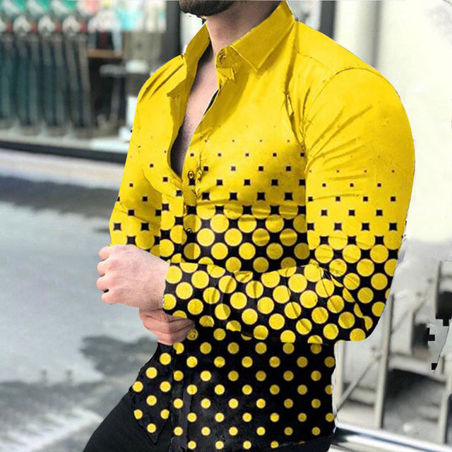 Printed Hawaii Casual Shirts 2021 Brand Streetwear Men's Long Sleeve Dress Shirt