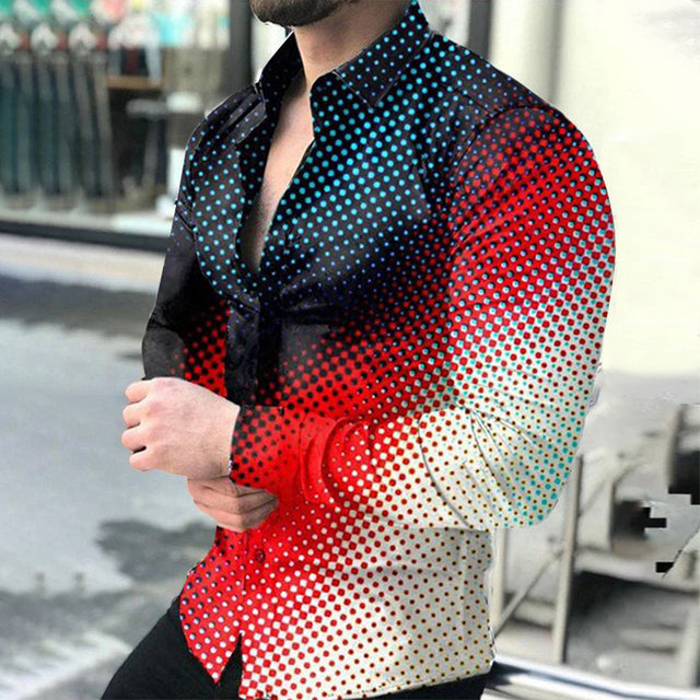 Printed Hawaii Casual Shirts 2021 Brand Streetwear Men's Long Sleeve Dress Shirt