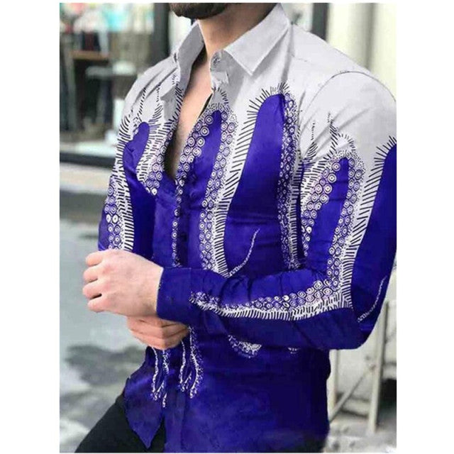 Printed Hawaii Casual Shirts 2021 Brand Streetwear Men's Long Sleeve Dress Shirt