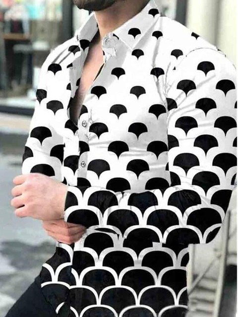 Printed Hawaii Casual Shirts 2021 Brand Streetwear Men's Long Sleeve Dress Shirt