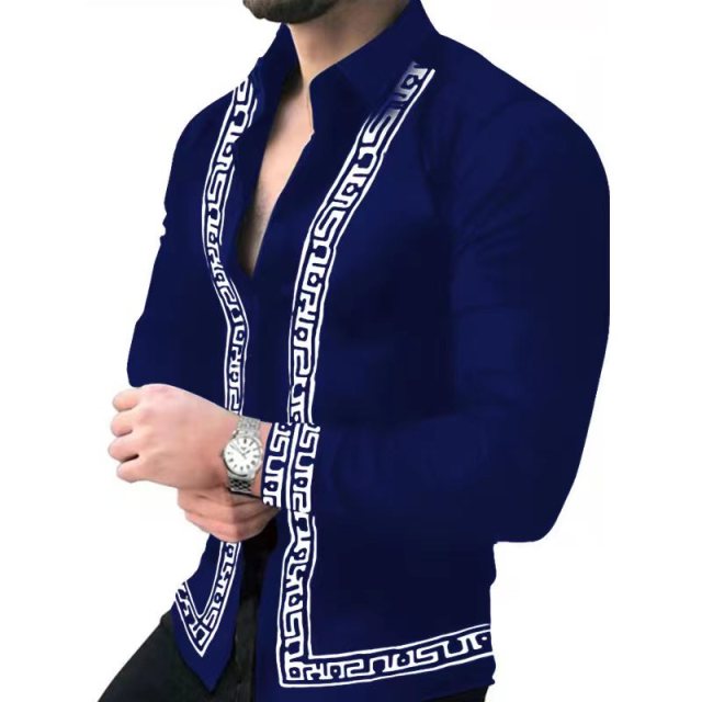 Printed Hawaii Casual Shirts 2021 Brand Streetwear Men's Long Sleeve Dress Shirt