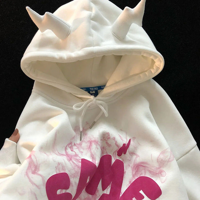 Woman sweatshirts Y2k Angel ears Letter foam grunge Hoodies Goth Clothing Oversize Hoodie Harajuku Pullover vintage Aesthetic