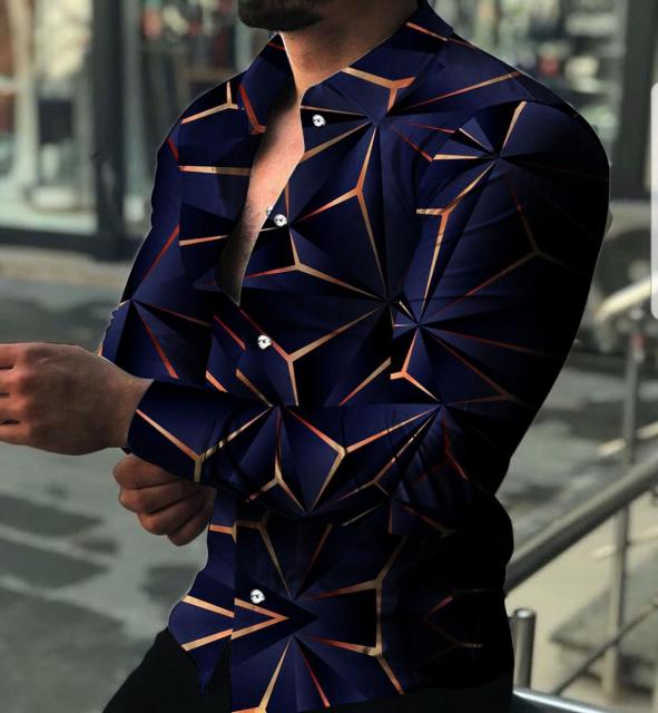 Printed Hawaii Casual Shirts 2021 Brand Streetwear Men's Long Sleeve Dress Shirt