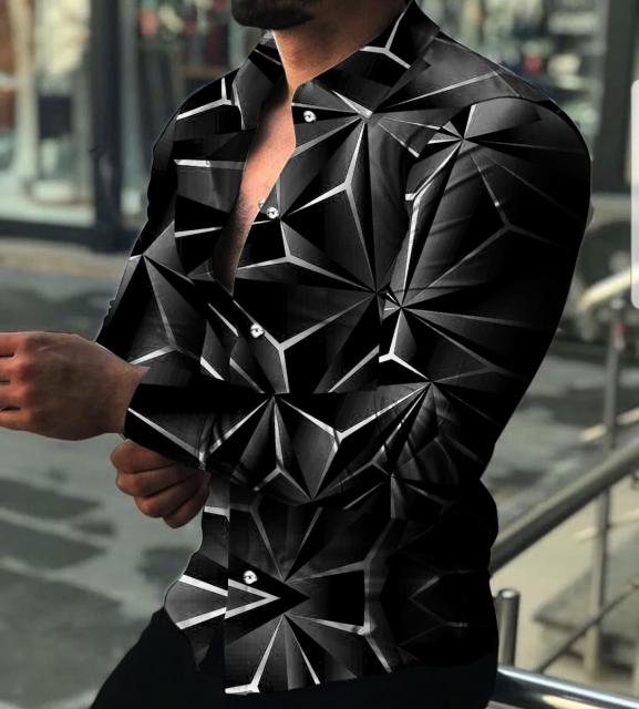 Printed Hawaii Casual Shirts 2021 Brand Streetwear Men's Long Sleeve Dress Shirt