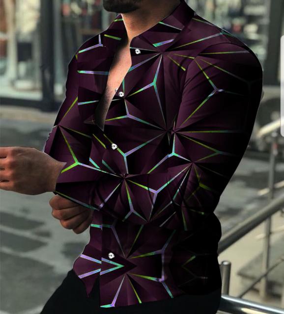 Printed Hawaii Casual Shirts 2021 Brand Streetwear Men's Long Sleeve Dress Shirt