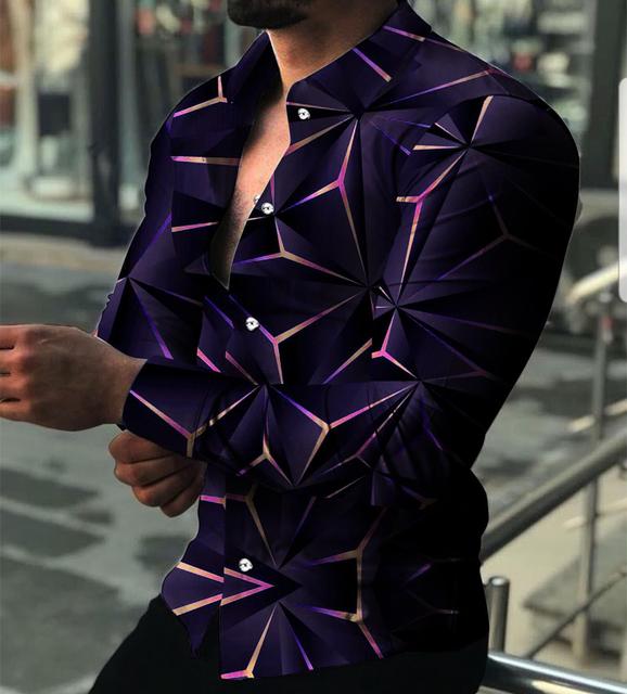 Printed Hawaii Casual Shirts 2021 Brand Streetwear Men's Long Sleeve Dress Shirt