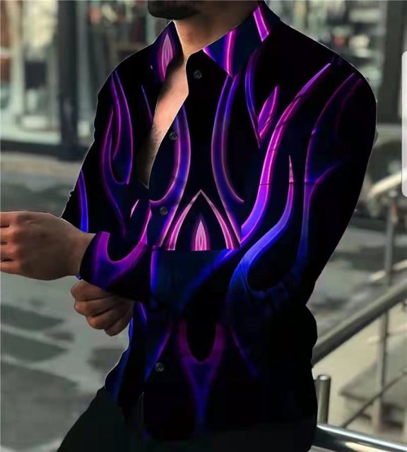 Printed Hawaii Casual Shirts 2021 Brand Streetwear Men's Long Sleeve Dress Shirt