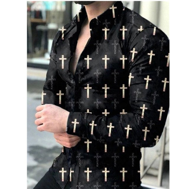 Printed Hawaii Casual Shirts 2021 Brand Streetwear Men's Long Sleeve Dress Shirt