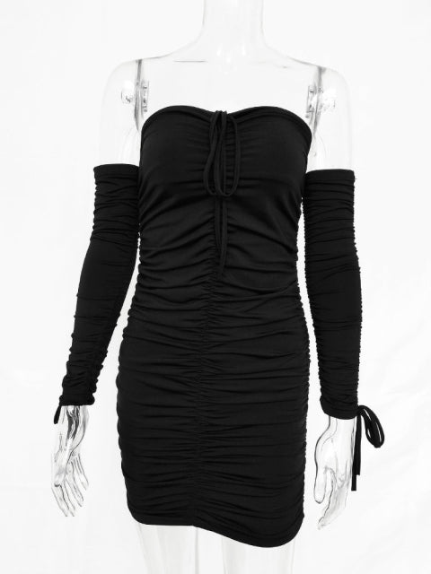 Women's Autumn Winter Bandage Dress Sexy Off Shoulder Long Sleeve Slim Elastic Bodycon Party Dress.