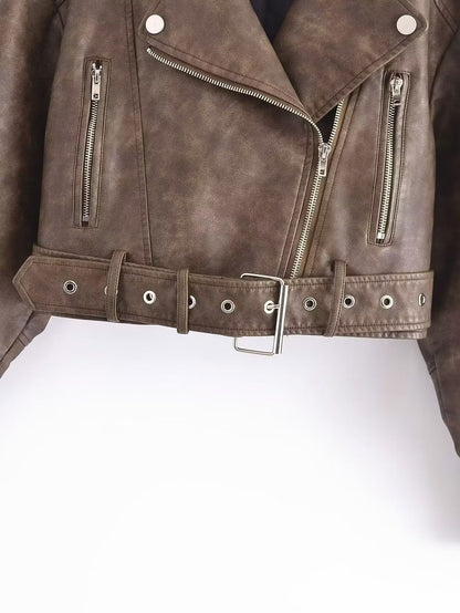 Women's Washable Gradient Leather Jacket