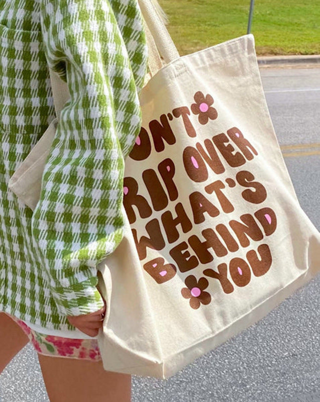 New Letter Print Cotton Tote Canvas Bag