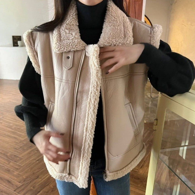 Korea Dongdaemun Spot Chic Fur One Vest