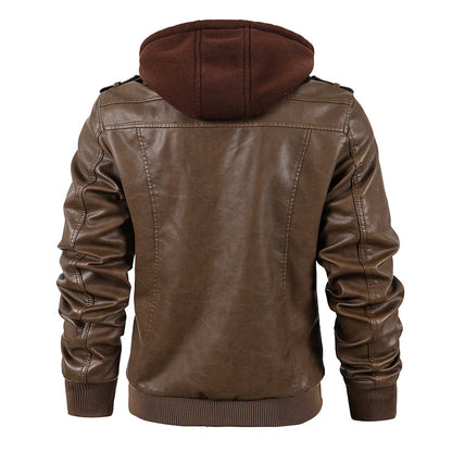 Motorcycle leather men's jackets stand collar men