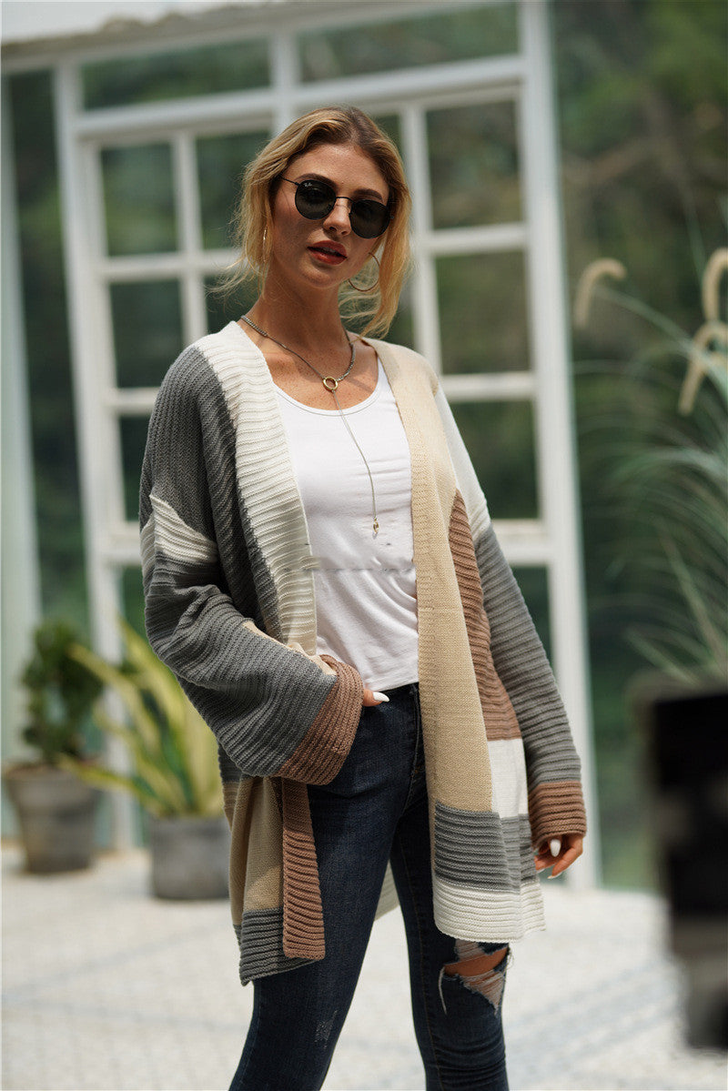 Women's loose knit cardigan jacket