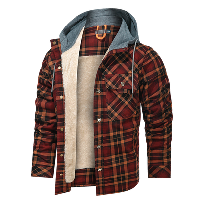 Men Warm Jacket Fleece Thick Men Slim Fit Hooded Jackets