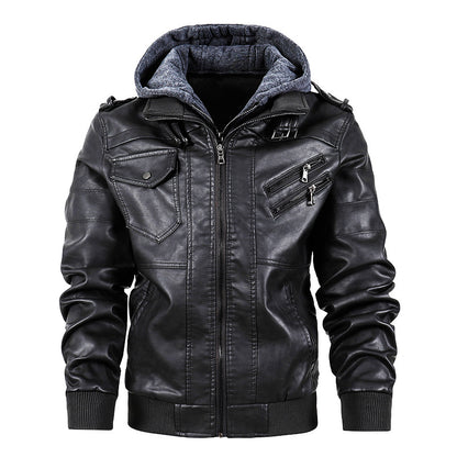 Motorcycle leather men's jackets stand collar men