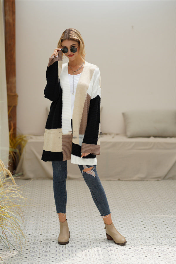 Women's loose knit cardigan jacket