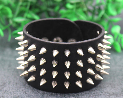 Studded Punk Leather Bracelet