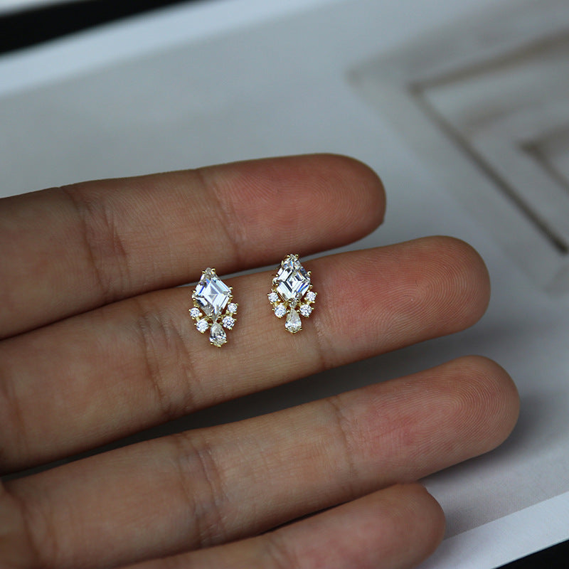 French Vintage Cubic Zirconia Stud Earrings