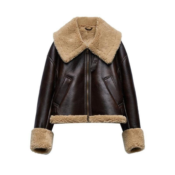 Faux Fur Effect Cropped Coat Unisex Jacket.