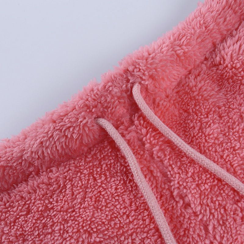 Hooded Sweater Shorts Set For WomenSolid Color Hoodie