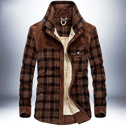 Winter Jacket Men Thicken Warm Fleece Jackets Coats Pure Cotton Plaid Jacket Military Clothes