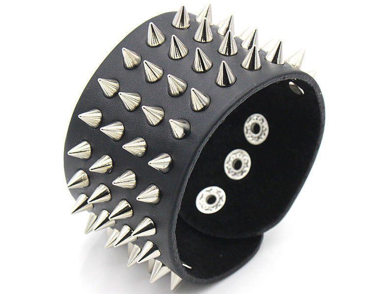 Studded Punk Leather Bracelet
