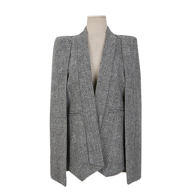 Ladies Mid Length Slim Fit Cape Cape Blazer