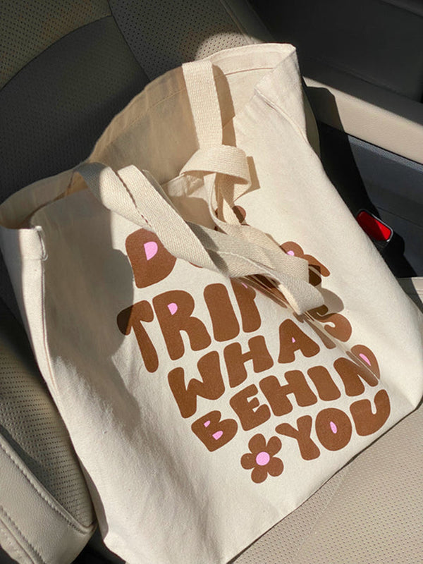 New Letter Print Cotton Tote Canvas Bag