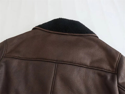 Faux Leather Double-sided Ladies Jacket
