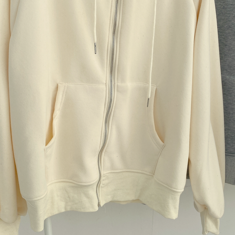 Fleece Thickened Solid Color Hooded Sweater Zipper