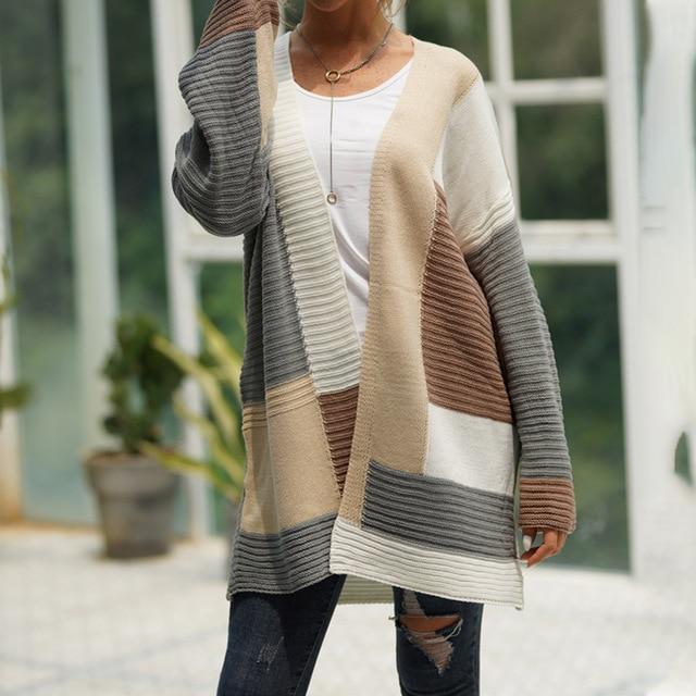 Women's loose knit cardigan jacket