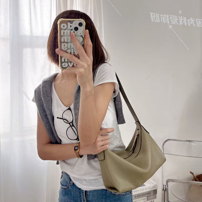 Casual First Layer Cowhide Simple Shoulder Bag