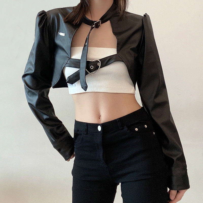 Street Biker Women's Short Leather Jacket