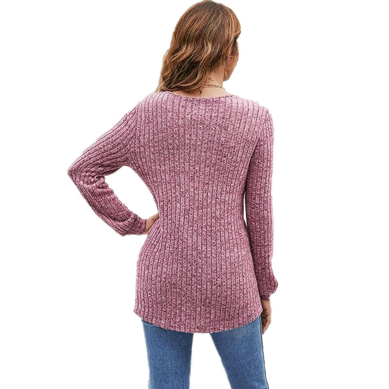 Women's Plus Size Long Sleeve V-neck Casual Top